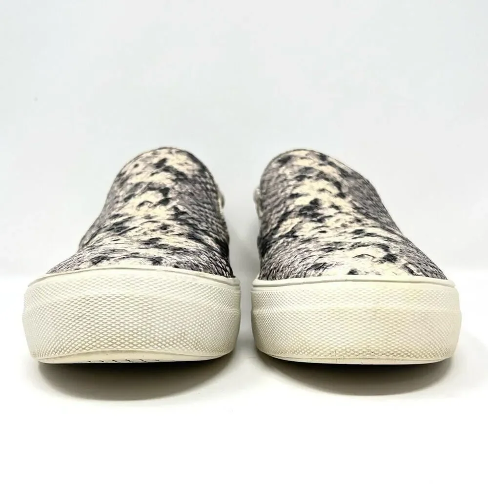 Steve Madden Gills Natural Snake Embossed Vegan Leather Slip-On Sneakers Size 7